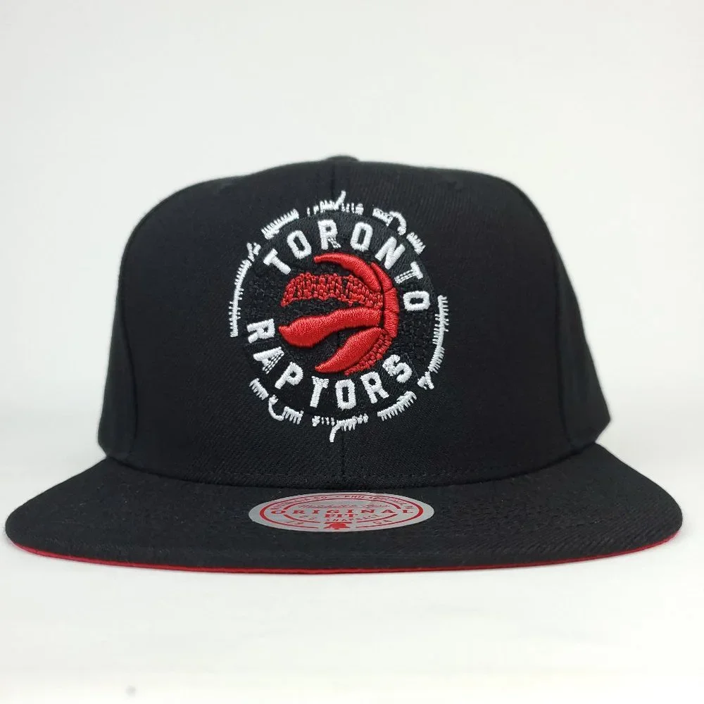 Toronto Raptors Mitchell & Ness NBA Snapback Hat Glitch 3D Logo Black Cap NWT‎